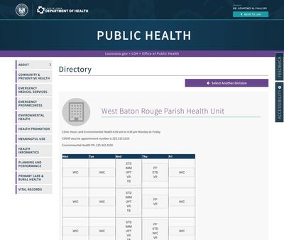 STD Testing at West Baton Rouge Parish Health Center