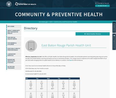 STD Testing at Louisiana Department of Health and Hospitals (East Baton Rouge Parish Health Unit)