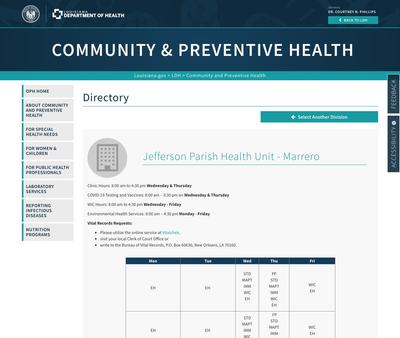 STD Testing at Jefferson Parish Health Unit:Marrero