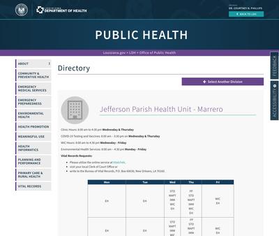 STD Testing at Jefferson Parish Health Unit - Marrero