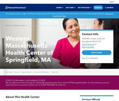 STD Testing at Planned Parenthood of Western Massachusetts Health Center, Springfield, MA