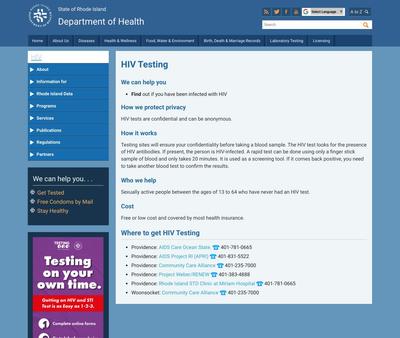 STD Testing at Rhode Island Department of Health