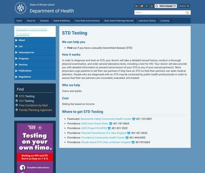 STD Testing at Rhode Island Department of Health