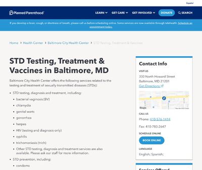 STD Testing at Planned Parenthood of Baltimore