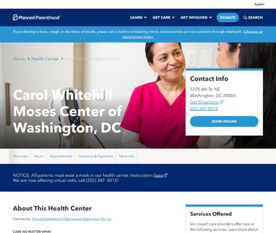 STD Testing at Planned Parenthood of Metropolitan Washington DC Incorporated, Carol Whitehill Moses Center