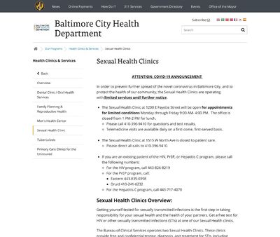 STD Testing at Baltimore City Health Department- Druid STD Clinic