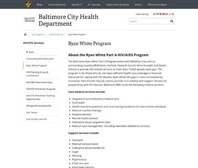 STD Testing at Baltimore City Health Department Ryan White Program