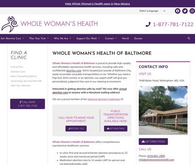 STD Testing at Whole Woman's Health of Baltimore