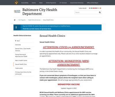 STD Testing at Baltimore City Health Department- Druid Sexual Health Clinic