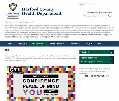 STD Testing at Harford County Health Department - Clinical Services