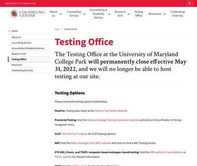 STD Testing at University of Maryland Testing Office