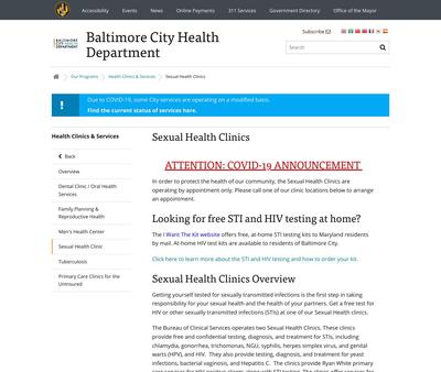 STD Testing at Baltimore City Health Department- Druid Sexual Health Clinic