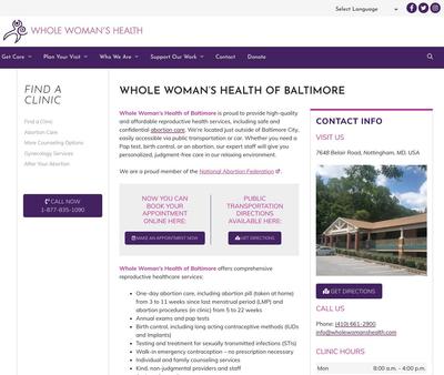 STD Testing at Whole Woman's Health of Baltimore