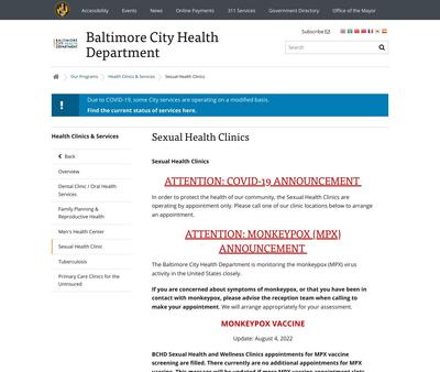 STD Testing at Baltimore City Health Department-Druid Sexual Health Clinic