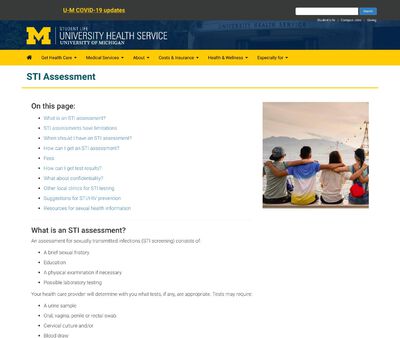 STD Testing at University of Michigan – University Health Service (UHS)