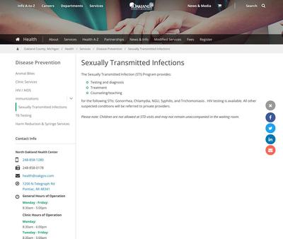 STD Testing at Oakland County Health Division: South Oakland Health Center - Southfield Office