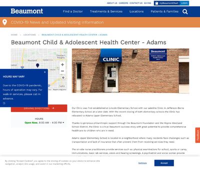 STD Testing at Beaumont Health (Oakwood Adams Child and Adolescent Health Center)