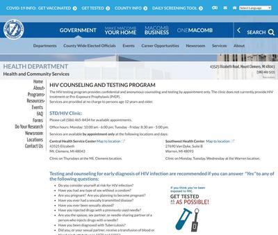 STD Testing at Macomb County Health Department