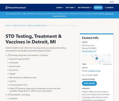 STD Testing at Planned Parenthood Detroit