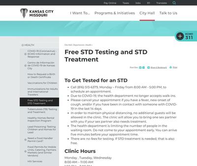 STD Testing at City of Kansas City Health Department