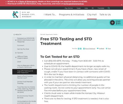 STD Testing at KCMO Health Department