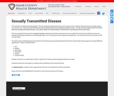 STD Testing at Adair County Health Department