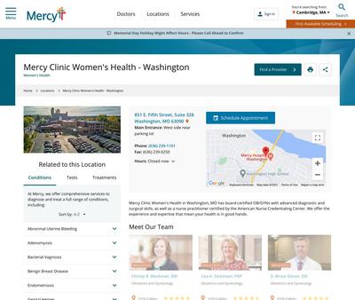 STD Testing at Mercy Clinic Women's Health - Washington