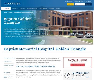 STD Testing at Baptist Memorial Hospital-Golden Triangle