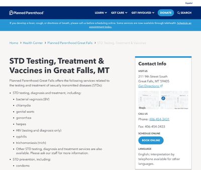 STD Testing at Planned Parenthood of Great Falls