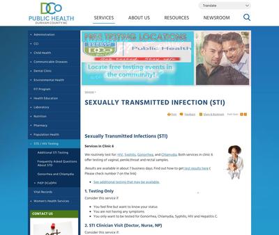 STD Testing at Durham County Department of Public Health
