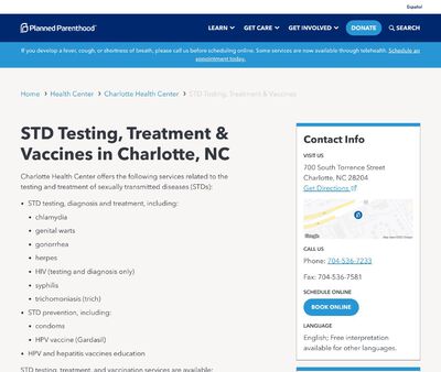 STD Testing at Planned Parenthood Charlotte