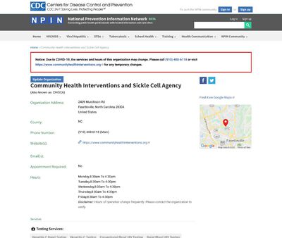 STD Testing at Community Health Interventions and Sickle Cell Agency (Community Testing and Education Center)