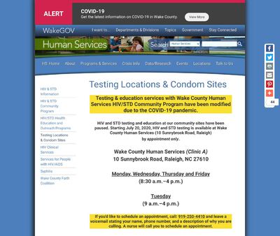 STD Testing at Wake County Human Services