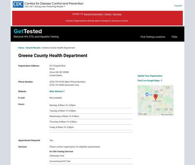STD Testing at Greene County Health Department