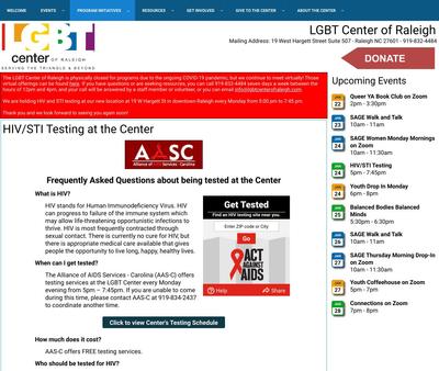 STD Testing at LGBT Center of Raleigh