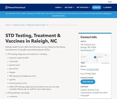 STD Testing at Planned Parenthood Raleigh