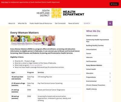 STD Testing at South Heartland District Health Department