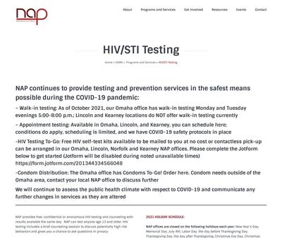 STD Testing at Nebraska AIDS Project