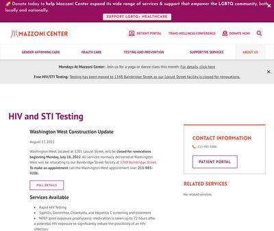 STD Testing at Mazzoni Center Washington West