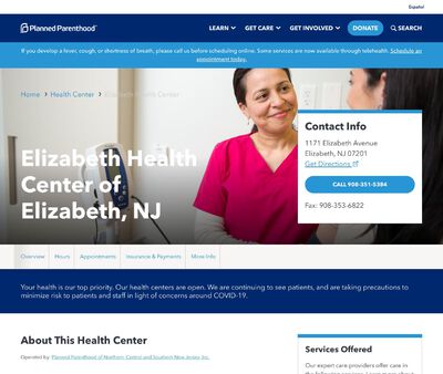 STD Testing at Planned Parenthood of Northern Central and Southern New Jersey (Elizabeth Health Center)