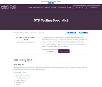 STD Testing at Garden State Women Centre