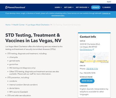 STD Testing at Planned Parenthood West Charleston Health Center