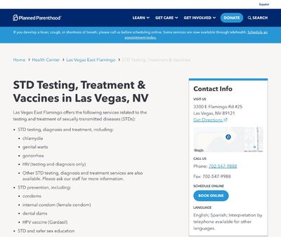 STD Testing at Planned Parenthood Las Vegas