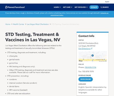 STD Testing at Planned Parenthood Las Vegas Health Center