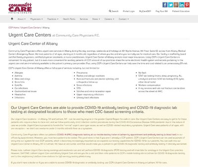 STD Testing at Community Care Physicians: Urgent Care Center of Albany