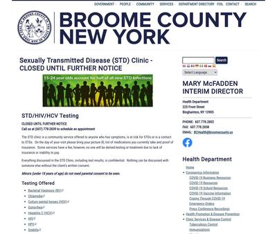 STD Testing at Broome County Health Department