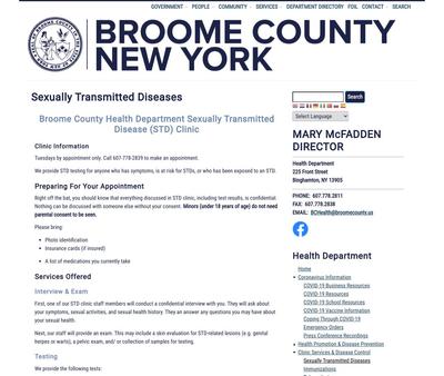 STD Testing at Broome County Health Department
