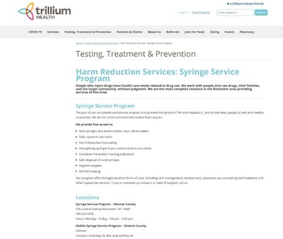 STD Testing at Trillium Health Harm Reduction Services