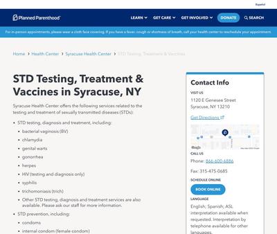 STD Testing at SyracuseHealthCenter