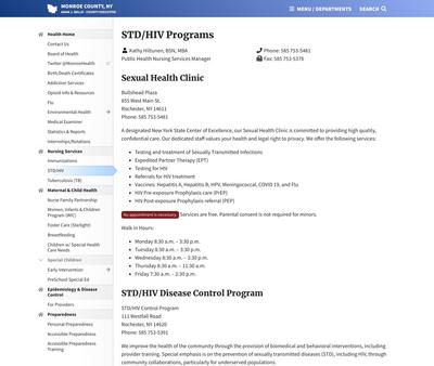 STD Testing at Monroe County Department of Public Health